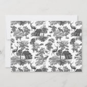 Invitation Elégante Vintage Black White Toile Deer RSVP (Dos)