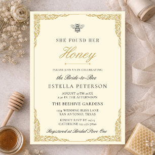 Invitation Élégante Vintage Elle a Trouvé Son Miel Fête de Ma