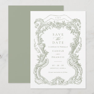 Invitation Elégante Vintage feuille de taille florale Enregis