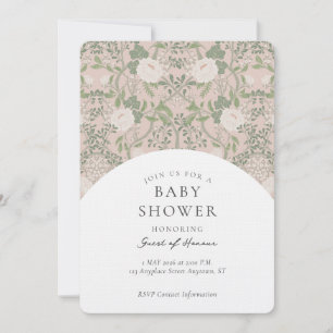 Invitation élégante vintage florale damas pour Bab