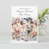 Invitation élégante vintage pour un thé de mariage (Debout devant)