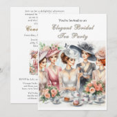 Invitation élégante vintage pour un thé de mariage (Devant / Derrière)