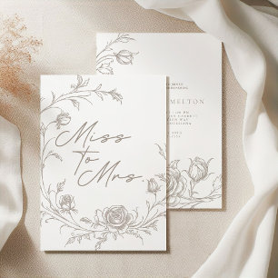 Invitation élégante vintage sépia de Miss à Mrs po