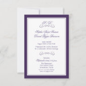 Invitation Elégante Violet Blanc Soirée De Mariage Réception (Devant)