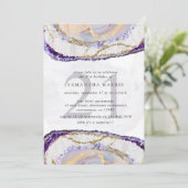 Invitation Élégante Violet Et Marbre D'Or 21ème Anniversaire  (Debout devant)