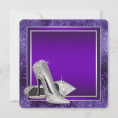 Invitation Élégante Violet Haut talons femmes fête d'annivers (Dos)