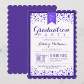 Invitation Élégante Violet Violet & White Graduation Party (Devant / Derrière)