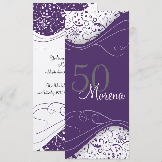 Invitation Élégante Violette (Devant / Derrière)