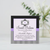 Invitation élégante violette et noire pour un Swee (Debout devant)