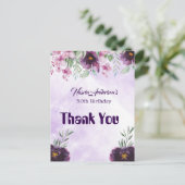 Invitation élégante violette florale pour un anniv (Debout devant)