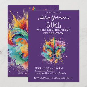 Invitation élégante violette pour 50e anniversaire
