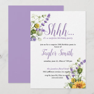 Invitation élégante violette pour une fête surpris