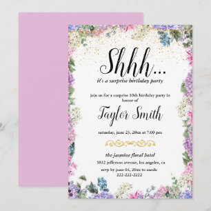 Invitation élégante violette pour une fête surpris
