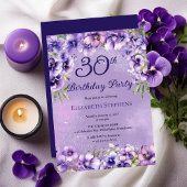 Invitation Élégante Violette violette Florale 30e fête d'anni