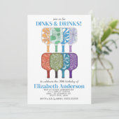 Invitation Elégante Watercolor Pickleball fête d'anniversaire (Debout devant)