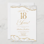 Invitation Elégante White Gold Agate 18e fête d'anniversaire (Devant)