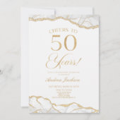 Invitation Elégante White Gold Agate 50e fête d'anniversaire (Devant)
