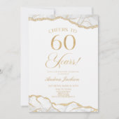 Invitation Elégante White Gold Agate 60e fête d'anniversaire (Devant)