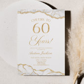 Invitation Elégante White Gold Agate 60e fête d'anniversaire