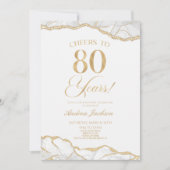 Invitation Elégante White Gold Agate 80e fête d'anniversaire (Devant)