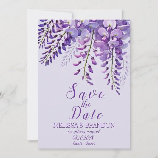 Invitation Elégante Wisteria Floral Purple Mariage moderne (Devant)