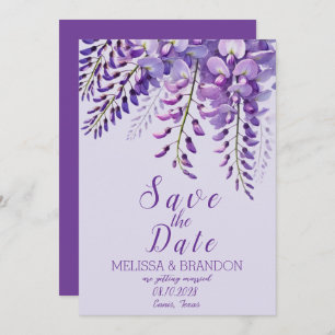 Invitation Elégante Wisteria Floral Purple Mariage moderne