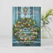 Invitation Elégante Wreath Winter Holiday House Party (Debout devant)
