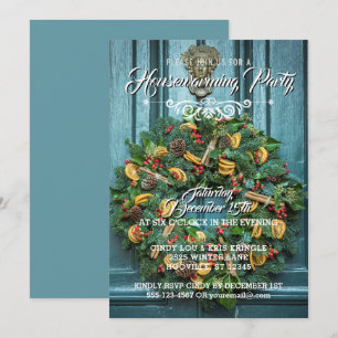 Invitation Elégante Wreath Winter Holiday House Party