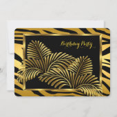 Invitation Elégante Zebra Black Gold Golden Palm Party (Dos)