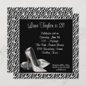 Invitation Elégante Zebra High Heel fête d'anniversaire (Devant / Derrière)