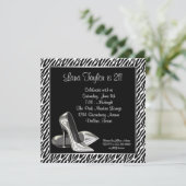 Invitation Elégante Zebra High Heel fête d'anniversaire (Debout devant)