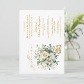 Invitation Élégantes bagues de roses blanches pour le 50e ann (Debout devant)