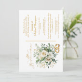 Invitation Élégantes bagues en or avec roses blanches pour le (Debout devant)