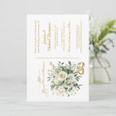 Invitation Élégantes bagues en or avec roses blanches pour le (Debout devant)