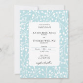 Invitation Élégantes Baies d'Hiver Bleu Glace Botanique de Ma (Devant)