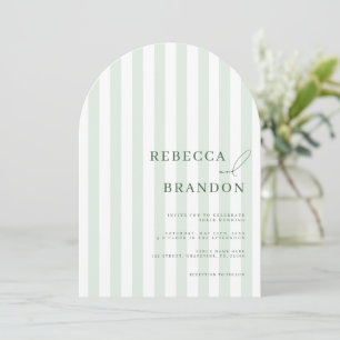 Invitation Élégantes bandes vert sauge Arches Mariage