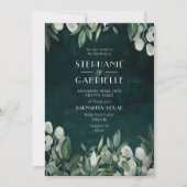 Invitation Élégantes botaniques de feuilles à l'aquarelle ver (Devant)