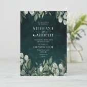 Invitation Élégantes botaniques de feuilles à l'aquarelle ver (Debout devant)