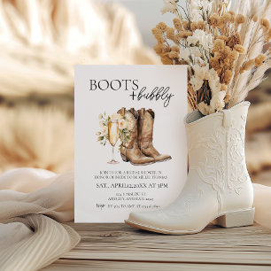 Invitation Élégantes Bottes et Bubbly Bridal Shower Invitatio