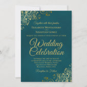 Invitation Élégantes Boucles Dorées sur un Code QR de Mariage (Devant)