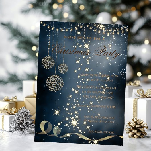 Invitation Élégantes boules de Noël, fête de Noël