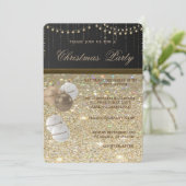 Invitation Élégantes boules de Noël, Glitterie,, Fête de Noël (Debout devant)