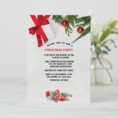 Invitation Élégantes boules de Noël, rouge, fête de Noël (Debout devant)