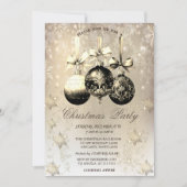 Invitation Élégantes boules de Noël Snowflakes Gold (Devant)