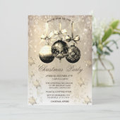 Invitation Élégantes boules de Noël Snowflakes Gold (Debout devant)