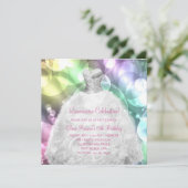 Invitation Élégantes bulles rose et pourpre Quinceanera (Debout devant)