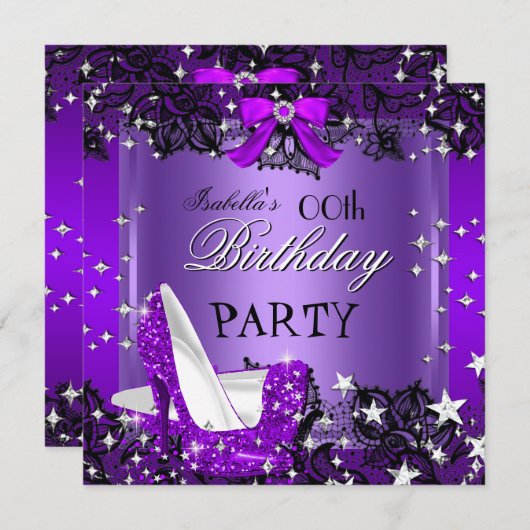 Invitation Elegantes chaussures à talons hauts en paillettes (Devant / Derrière)