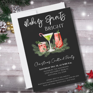 Invitation Élégantes Cocktails de Noël pour Mettre les Esprit