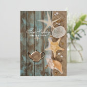 Invitation élégantes coquilles de mer plage douche de mariée  (Debout devant)