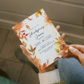 Invitation Elégantes couleurs florales et automnales Thanksgi